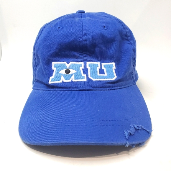 Disney Parks Adult Blue Monster’s University Distressed Strapback Hat Cap. - Picture 1 of 10
